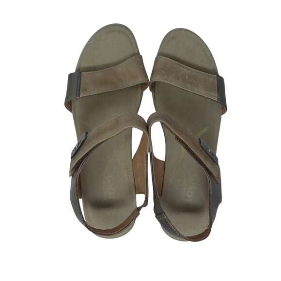 Naot Intact Beige Pewter Leather Open Toe Slingback Heeled Sandals Womens 38 - Picture 7 of 13